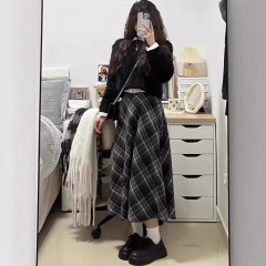 (毛はウエストファスナーを緩めています。) 百パートナースカートの半身スカートのレトロな中長タイプのヒップスカートのa字スカートの春秋冬