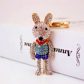 创意可爱卡通水钻长耳朵长腿小兔子钥匙扣女士包挂件配饰礼品1004