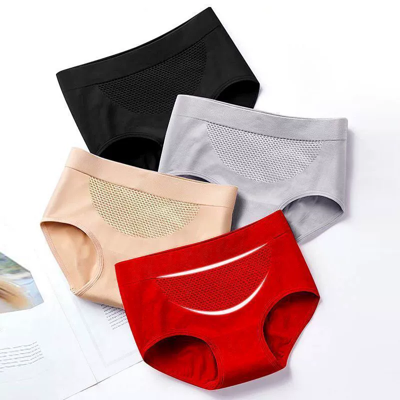 Сотовые бесшовные бедра живота женские трусы Талия 3D массаж дышащий хлопок промежность красные трусики женские оптом