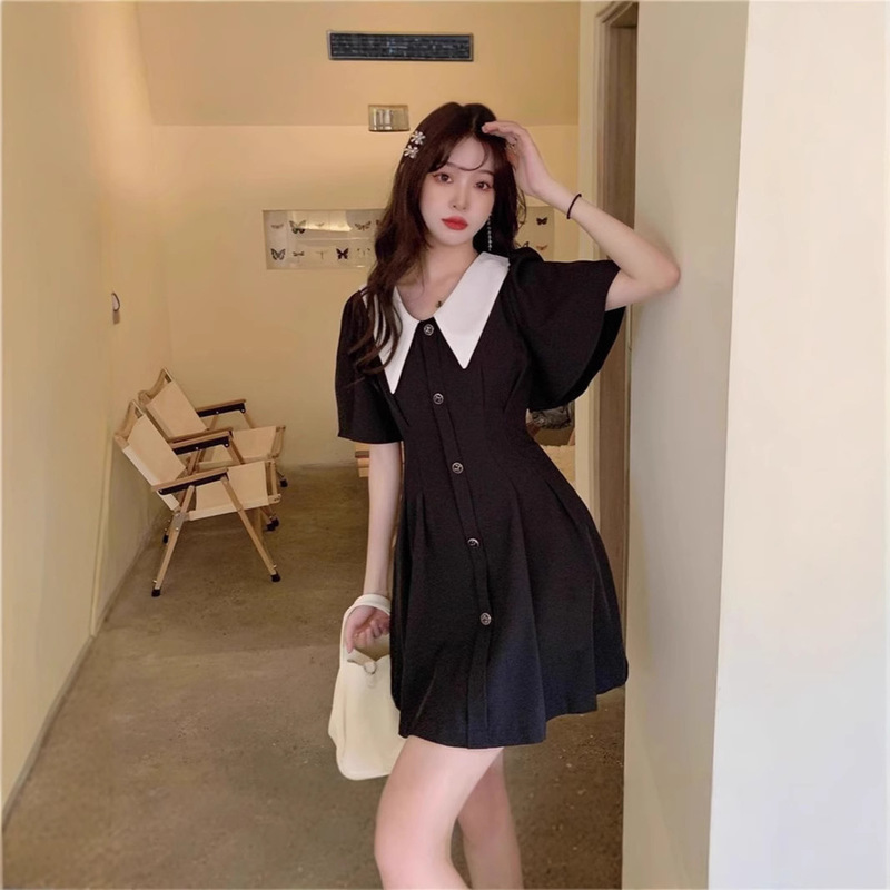 plus size summer new French retro doll collar dress summer waist slimming dress plus size summer new French retro doll collar dress summer waist slimming dress