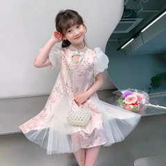 女童夏季漢服旗袍2024新款童裝小女孩夏款國風裙子兒童夏裝連衣裙