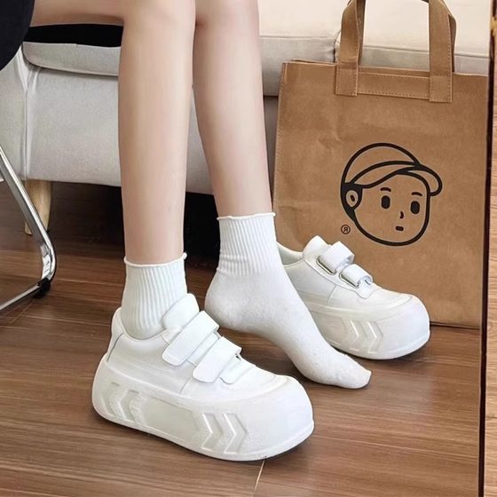 Japanese Style White Shoes Women's Thick-Soled Heightening Platform Shoes 2024 New Autumn Matching Skirts Versatile Chic Shoes Casual Sports Shoes