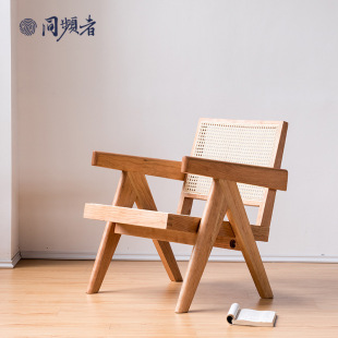 Chandigarh PJ Chair Solid Wood Rattan Balcony Leisure Chair Rattan Backrest Chair Medieval Silent Furniture