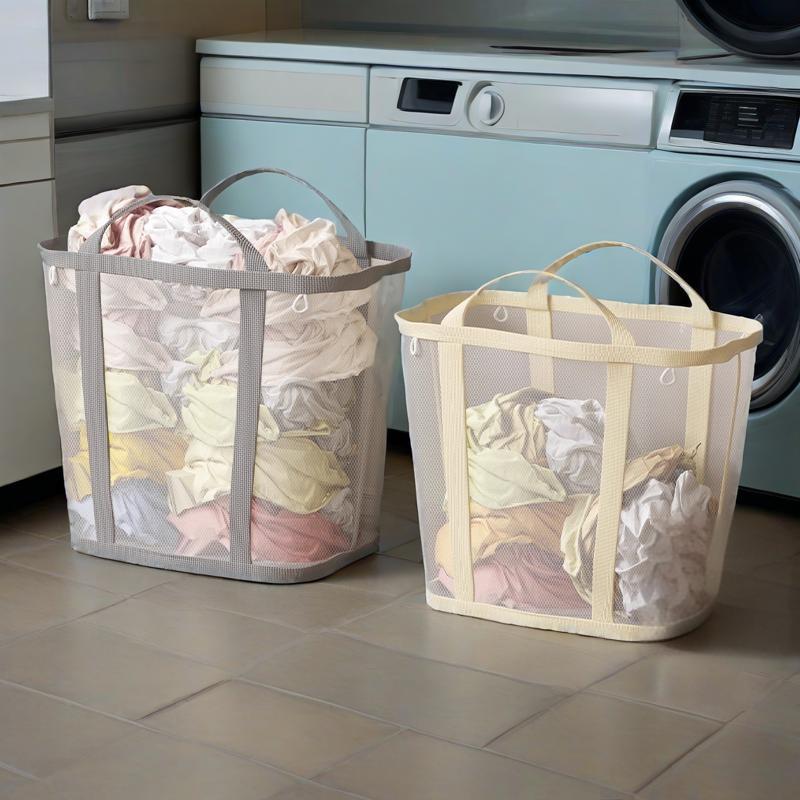 Large Capacity Mesh Bathroom Portable Foldable Laundry Basket for Dirty Clothes, Wall-Mounted Dirty Clothes Hamper