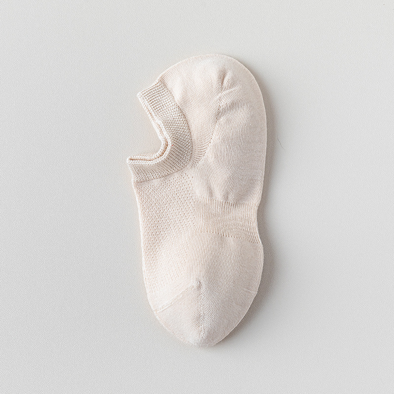 Calcetines de algodón de color sólido, calcetines de barco de malla de verano, calcetines de algodón sin hueso, embalaje independiente, calcetines invisibles