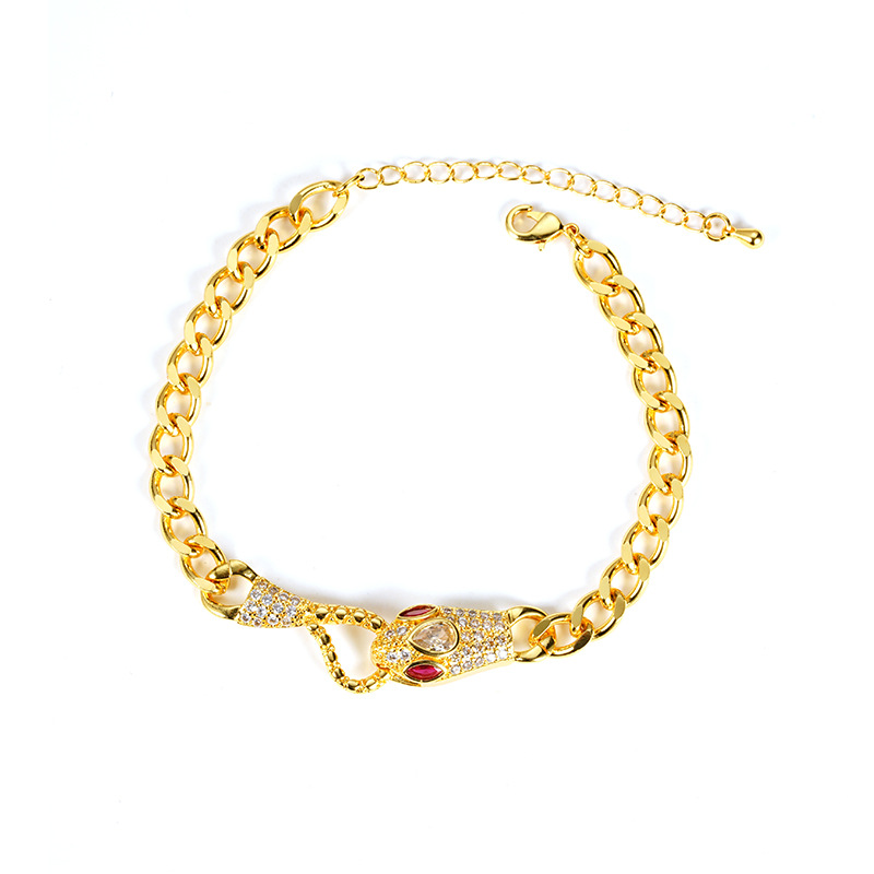 Brazalete de oro de arena de Vietnam cabeza de serpiente micro-incrustado retro zodiaco Yiwu acessorios chapados en oro fábrica directa joyas al por mayor