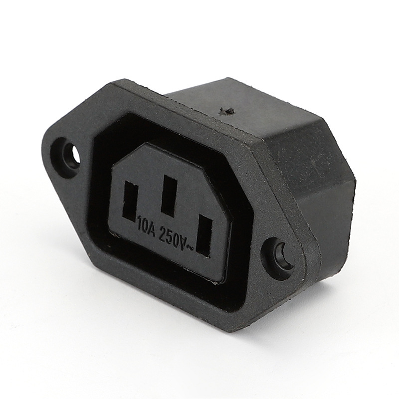 AC电源插座 AC-06 品字型母座3孔电源母座 带固定螺丝孔