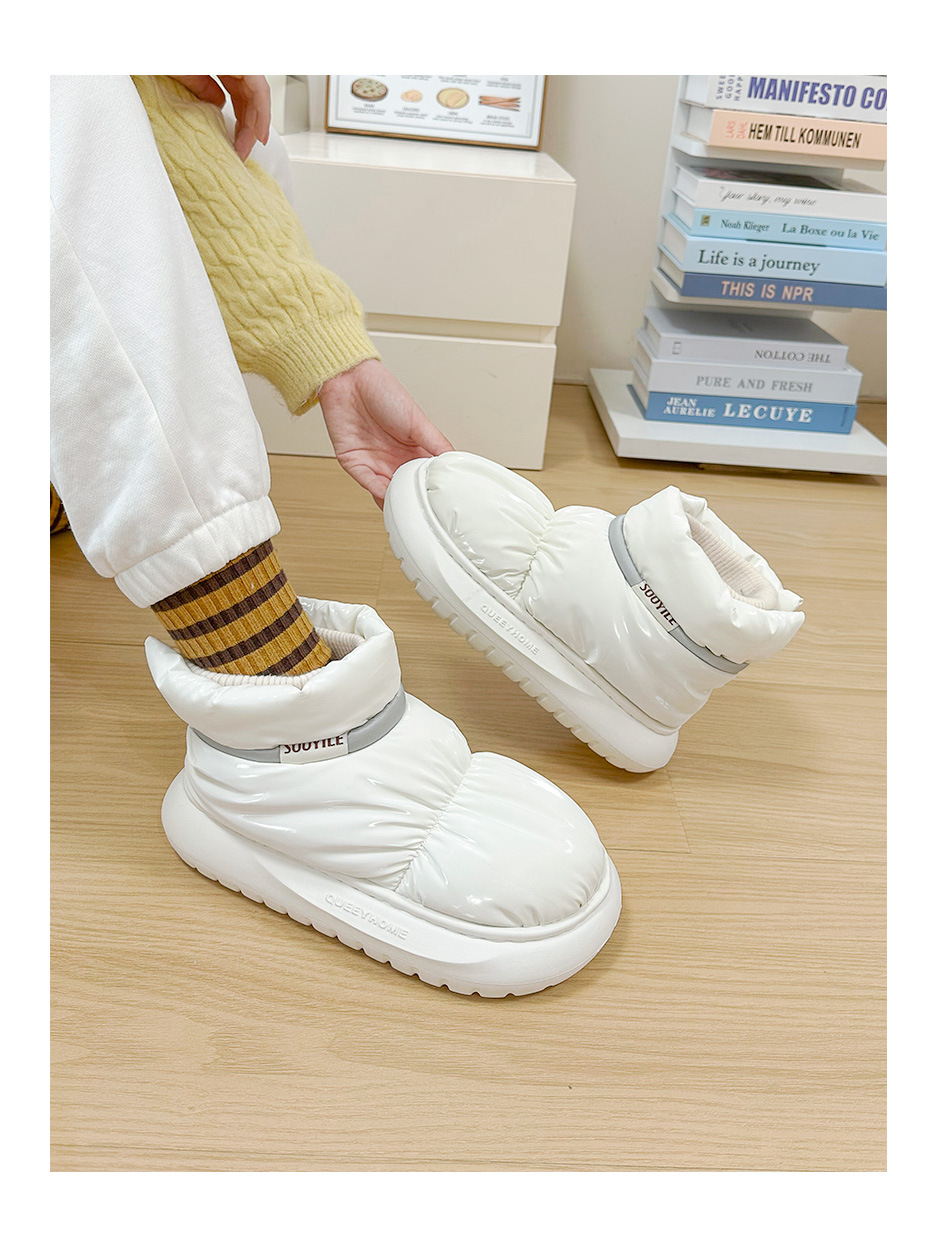 Pantofole antiscivolo leggere per interni da donna in velluto di peluche con punta chiusa regolabile per camera da letto autunnale_voghion.com