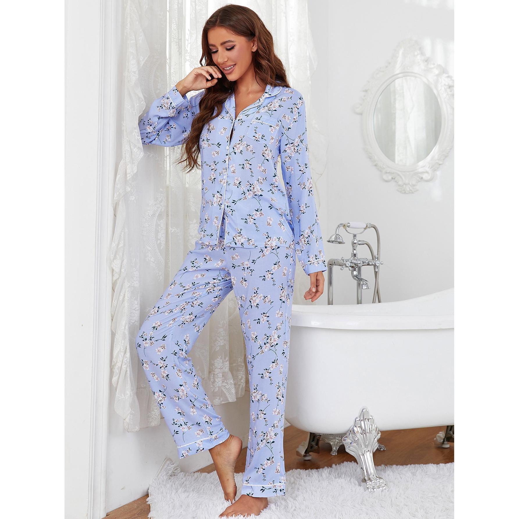 Pidžaamad naistele kevadel ja sügisel, varrukad, pikad magamisriided, koduriiete komplekt, saab kanda ka väljas OZON_voghion.com