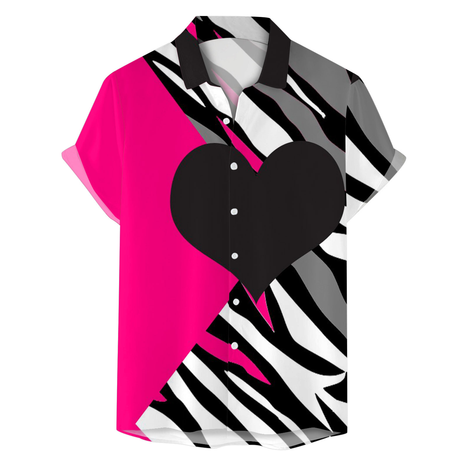 3d love blusa de manga corta con estampado digital, cita romántica, camisa de un solo pecho transpirable de estilo casual de todo fósforo MB1