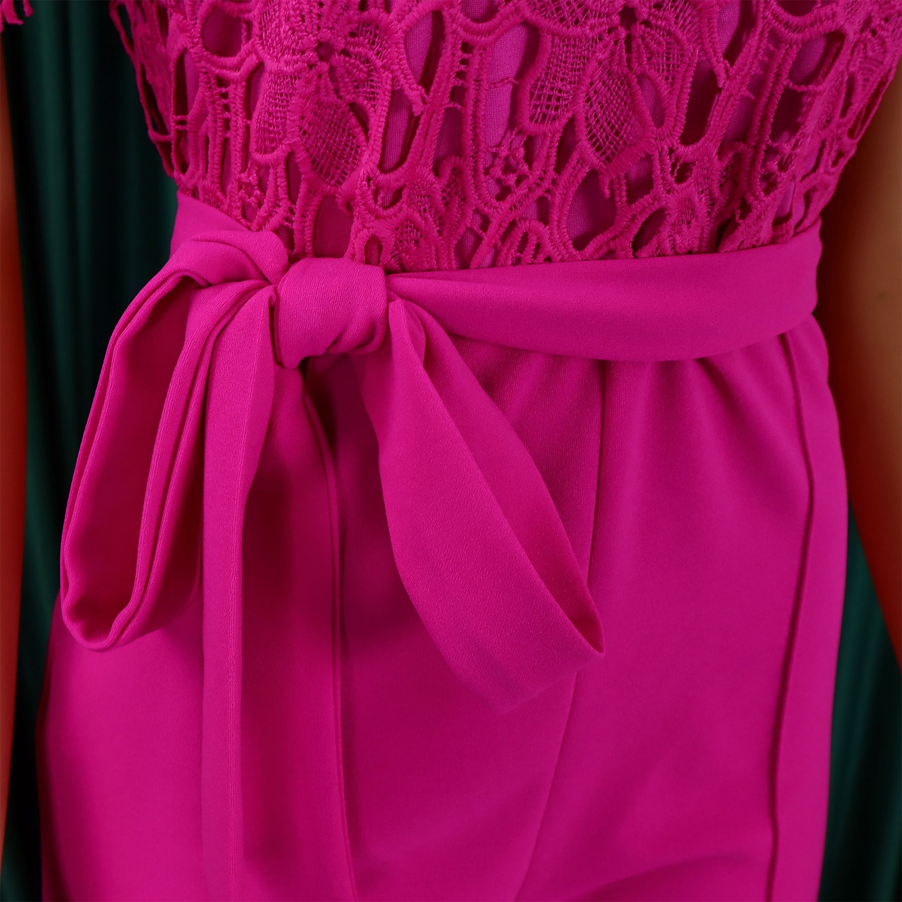 546g Weight Short Sleeve Sleeve Length Polyester Fabric Type High Waist Waist Line Jumpsuits Pants Type Daily Occasion Loose Fit Type Solid Color Pattern Summer Season Women's Gender Lace Design Casual Style Women's Daily Casual Solid Color Lace Jumpsuits 23