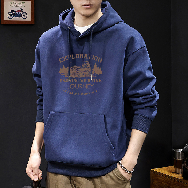 Invierno chaqueta de hombre con capuzas invierno más veludo engrosado marca de tendencia de otoño pesado nuevo otoño invierno ropa de hombre primavera y otoño