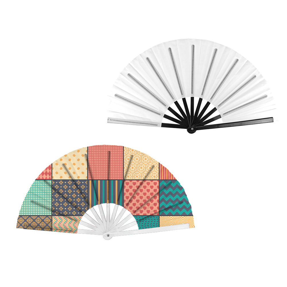 Nuevo producto abanico plegable en blanco poliéster arte moderno abanico plegable DIY sublimación material de transferencia al por mayor