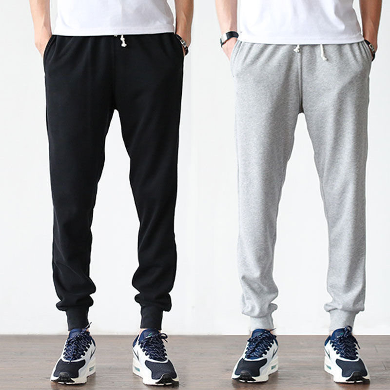 Spring and Autumn Men's Light Plate Casual Pants Terry Cotton Pants Tether Pants Collecting Loose Men's Sports Pants