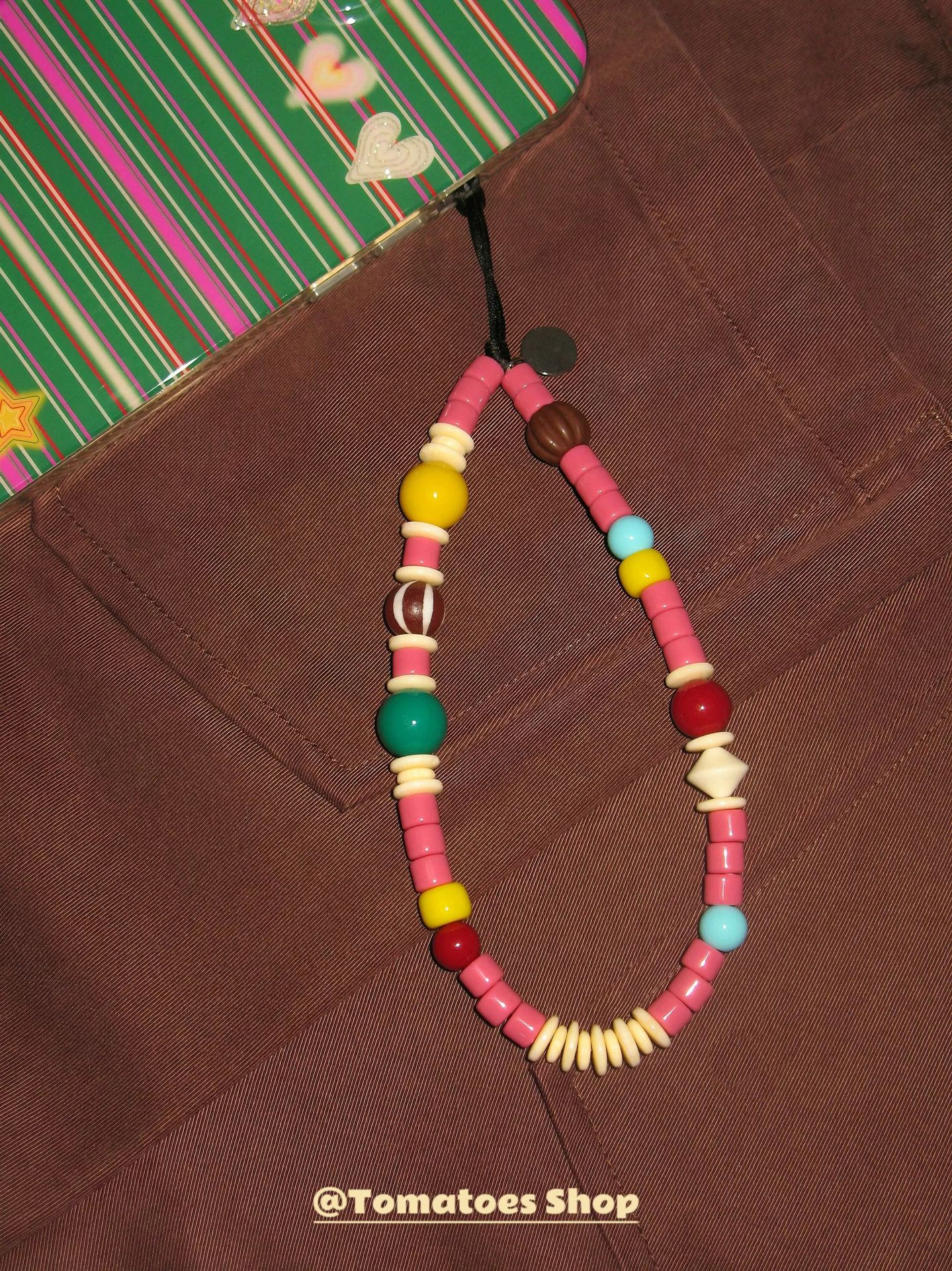 Beaded Design Casual Geometric PP PVC Beaded Mobile Phone Chain