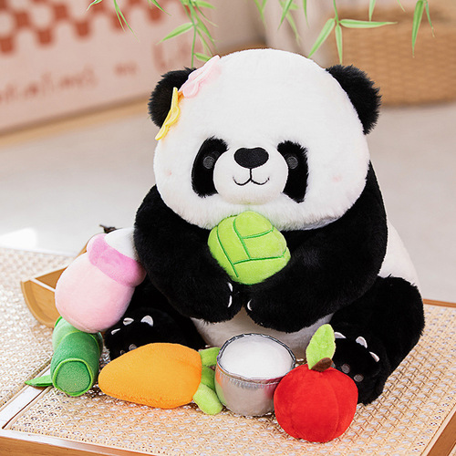 Giant Panda Plush Toy, National Treasure Fat Bear, Soft Plush Toy, Internet Celebrity Hua Hua Same Style Doll, Gift, Bamboo Snack Bag