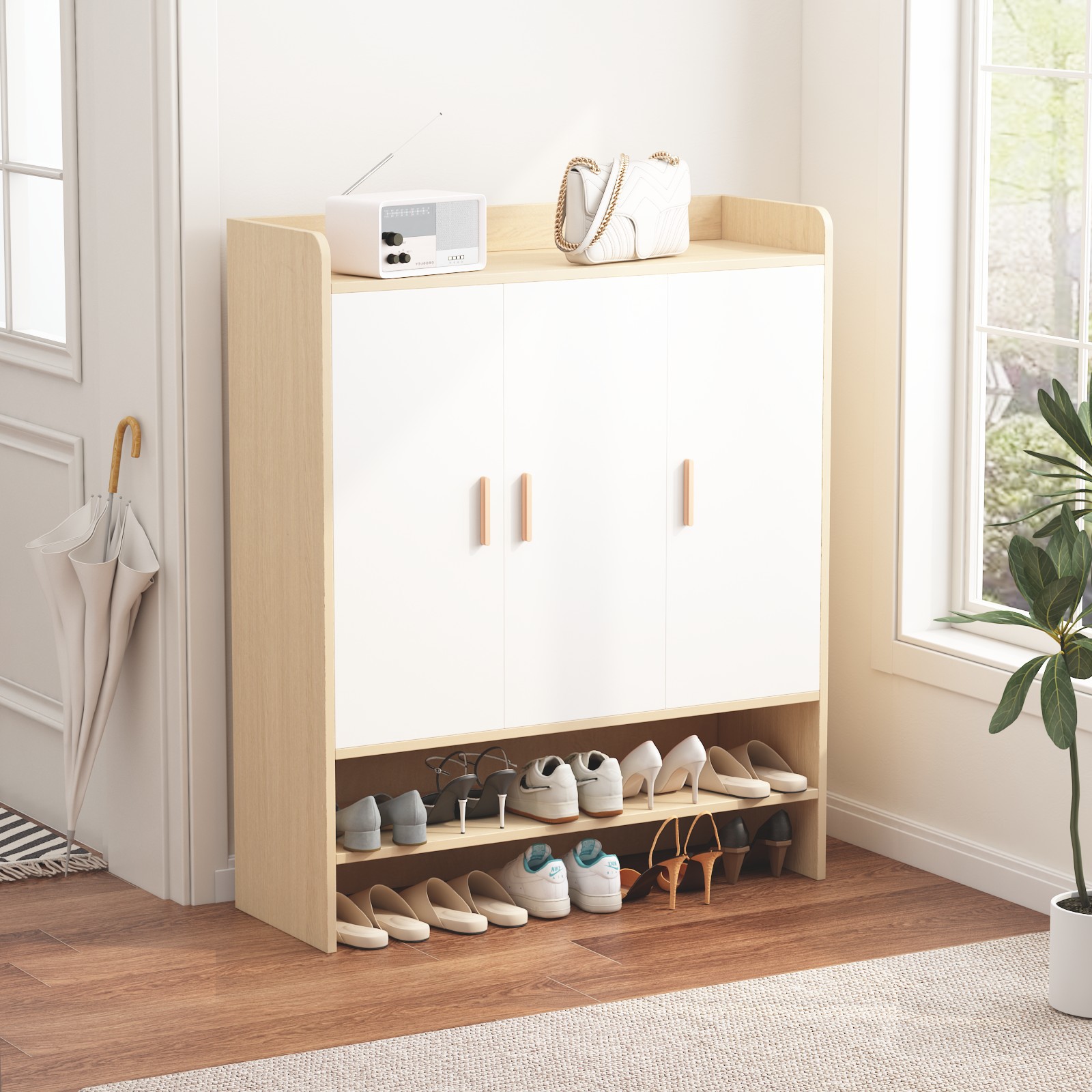 ✅ Shoe Cabinet for Home Entrance, Large-Capacity Multi-Layer Storage Cabinet, Entryway Cabinet, Shoe Rack, Integrated Wall-Mounted Storage Cabinet for Shoes