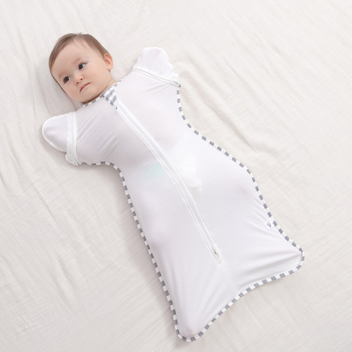 Newborn baby surrender type anti-jump sleeping bag, thin baby bamboo fiber artifact swaddle, universal in spring, autumn and summer