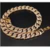 Chain, necklace hip-hop style, European style, 15mm, diamond encrusted