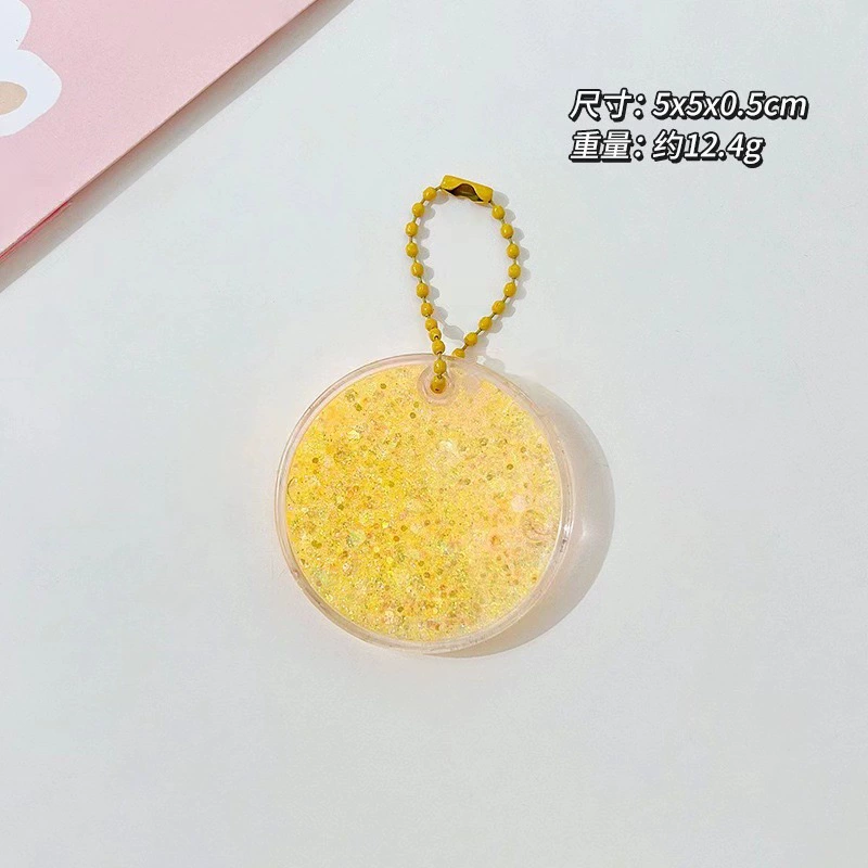 Transparent Creative Keychain DIY, 7×6×1.8 cm, assorted laser & glitter designs (random chain)