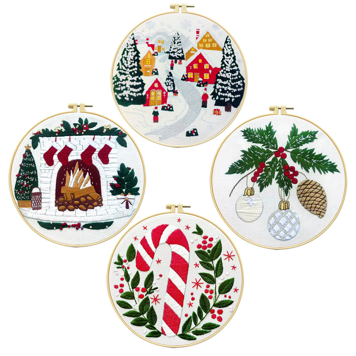 2025 Nuevo producto transfronterizo Christmas Embroidery Christmas Series Diy Paquete de material bordado a mano