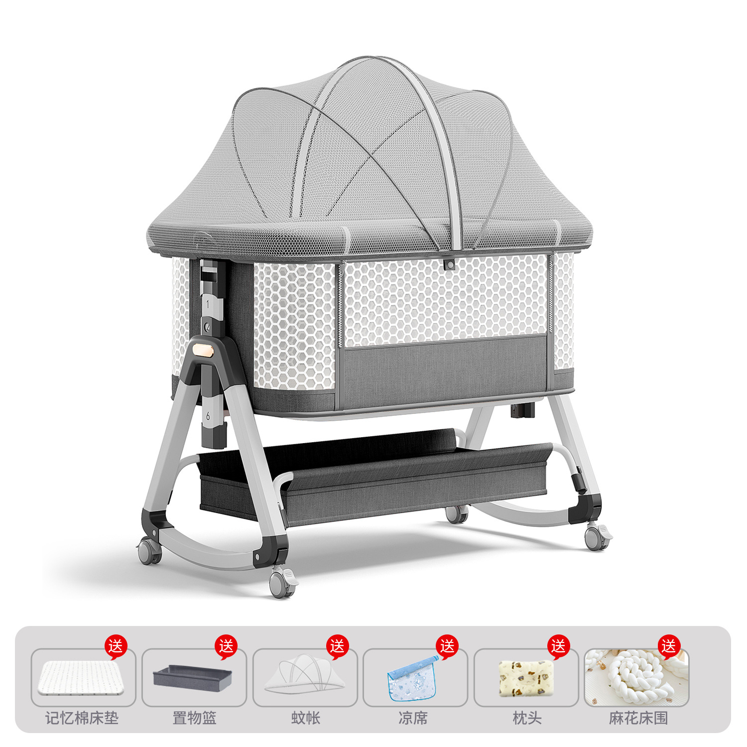 Cama de bebé móvil portátil cuna cama plegable multifuncional BB cama para recién nacidos empalme cama grande