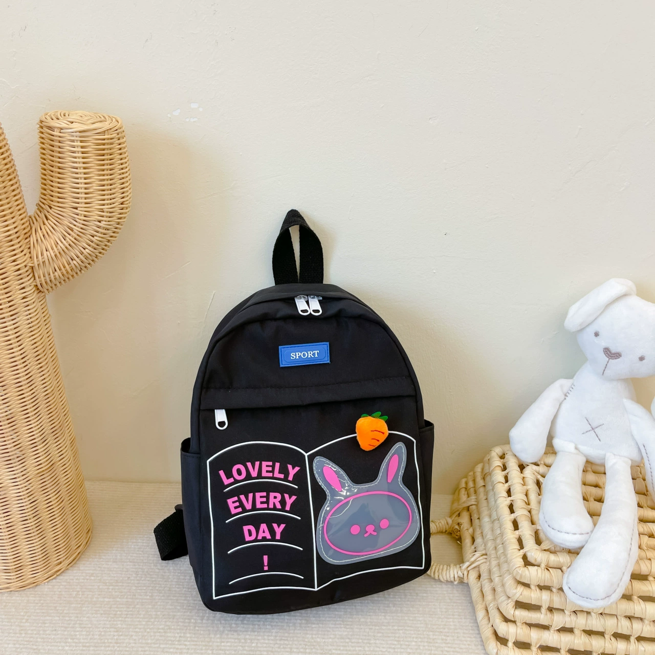 Backpack for kindergarten for men and women, capacious bag, rabbit