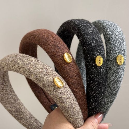 Oval gold buckle literary retro wide version headband new style exquisite foreign style sponge high skull headband high-end and simple