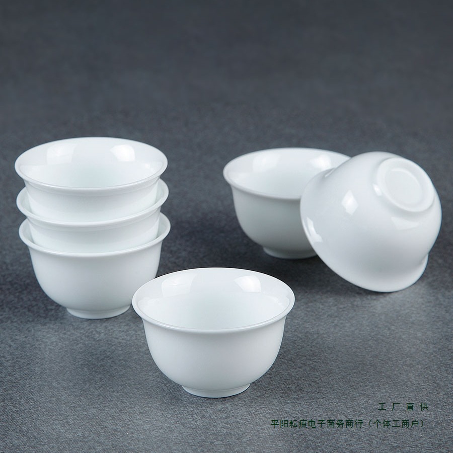 Chaoshan Kung Fu 차 컵 세라믹 역 컵 순수한 흰색 작은 차 그릇 가정용 컵 차 컵 차 컵