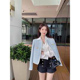 法式小香风羊毛粗花呢外套女2023年秋冬新款编织名媛上衣女