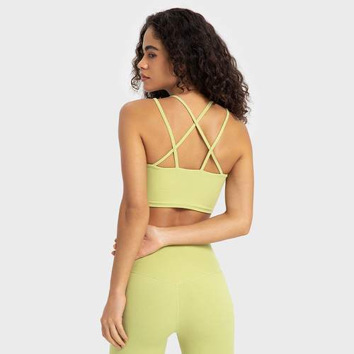 Shishi Zhihui fixed chest pad all-in-one sports bra high-strength cross hollow back beauty yoga bra