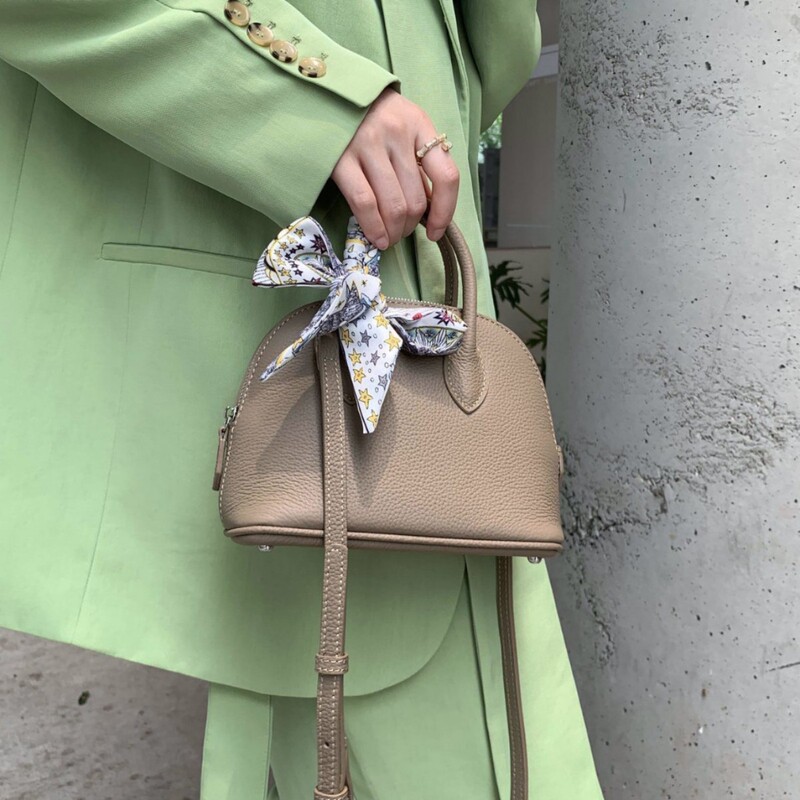 Mini Bolide Genuine Leather Shell Bag Bowling Bag First Layer Cowhide Women's Bag Commuter Shoulder Crossbody Bag Handbag