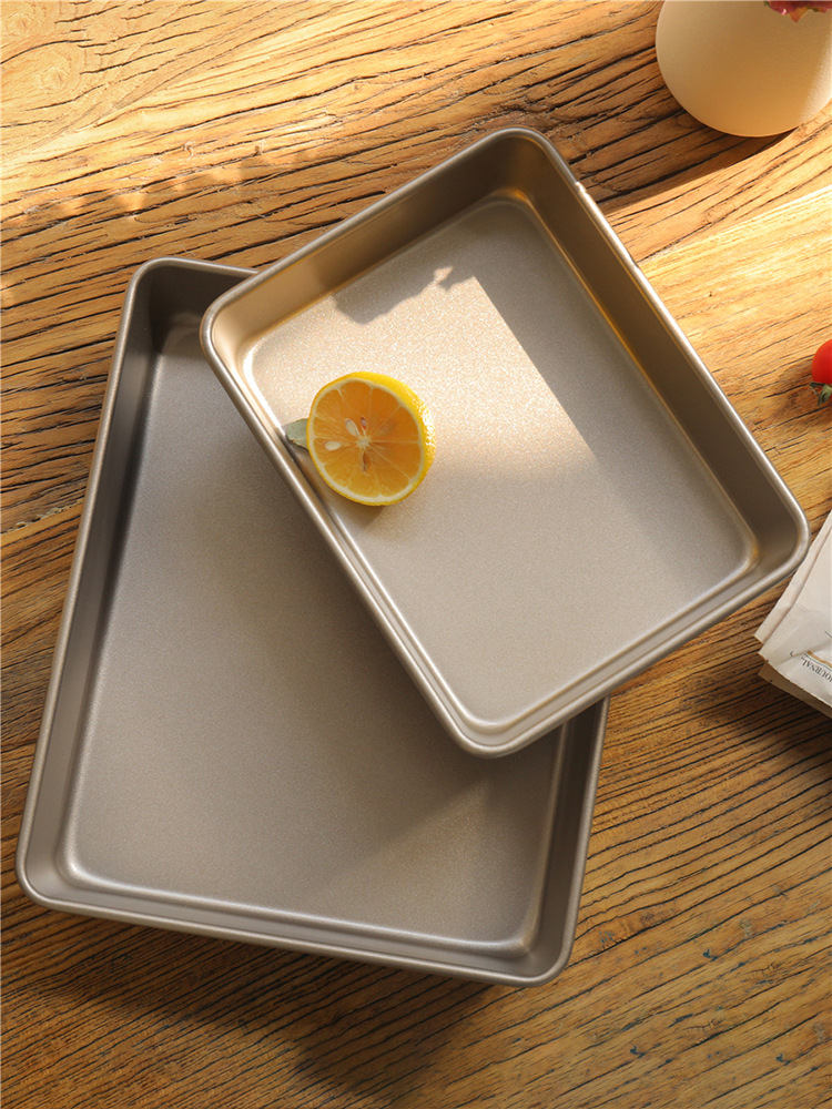 Carbon steel rectangular baking pan non-stick golden deep baking pan cake mold biscuit bread baking pan manufacturer