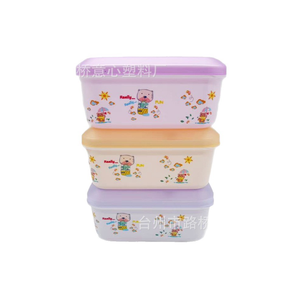 Caja de Almacenamiento Rectangular para Refrigerador 2350ml Set de 3 de PP