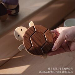 在庫ありホットセールクルミ亀コースターかわいい断熱パッド木製ティーコースター火傷防止ダイニングテーブル断熱パッド
