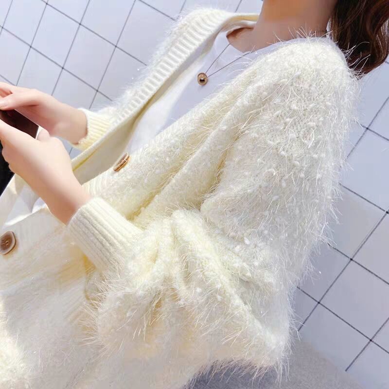 Sweater Cardigan for Women, New Spring Sweet Japanese Style, Mid-Length Thick Tassel Knitwear, Fairy Trendy