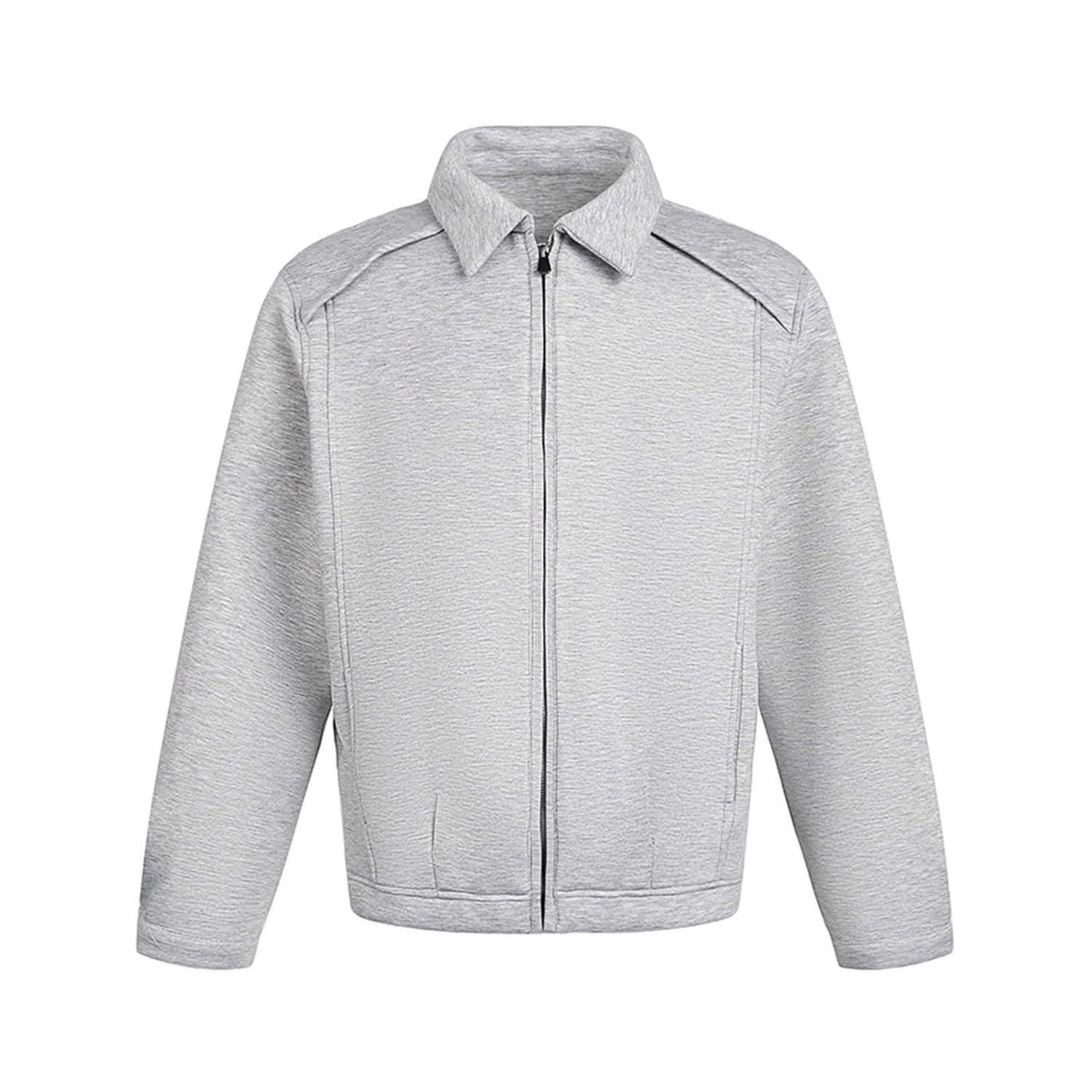 Men’s Heavyweight Cleanfit Jacket – Retro Minimalist Zipper Jacket (Black/Greyish, M-XXL)_voghion.com