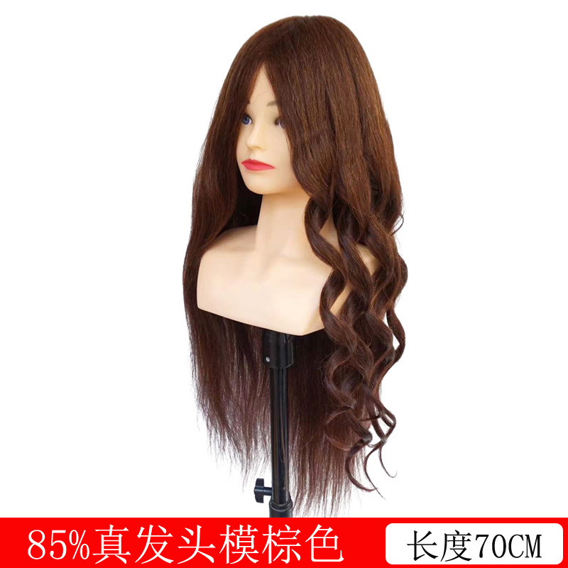 Cabeza de modelo con hombros de cabello real cabeza de maniquí ejercicio de cabello trenzado maquillaje de modelado cabeza de muñeca de rollo caliente