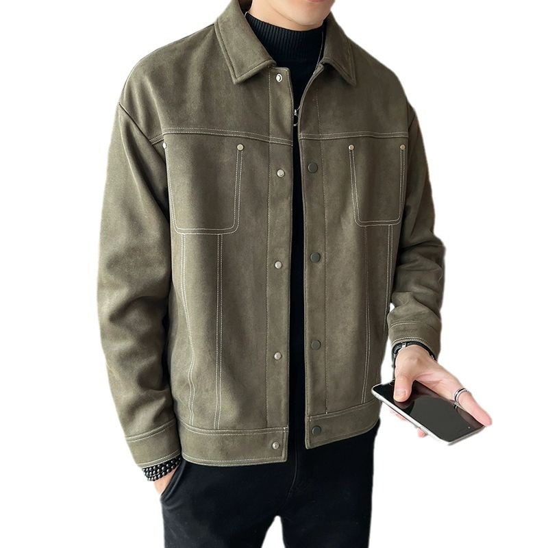 New men's outerwear, men's suede high-end feeling, spring and autumn clothes, cool and trendy brand casual jacket_voghion.com