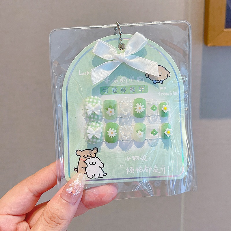 Niños Kulomi dibujos animados bebés usar uñas niñas lindas manicure parches de uñas impermeables para usar