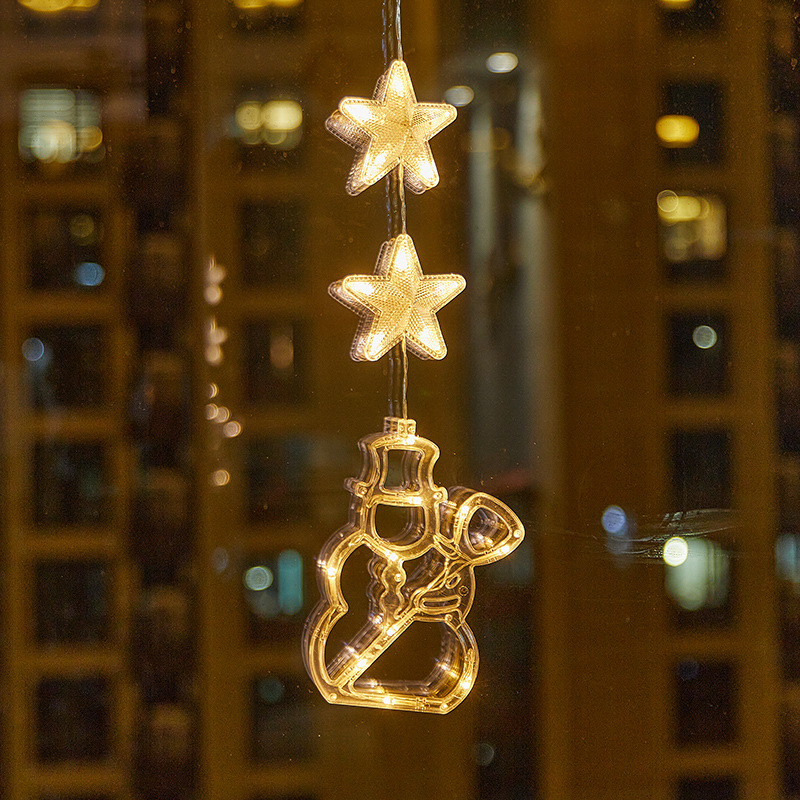 Nuevo estilo transfronterizo Navidad ambiente creativo LED ventosa decoración de la lámpara decoración del festival lámpara de estrella de cinco puntas colgante colgante image 14