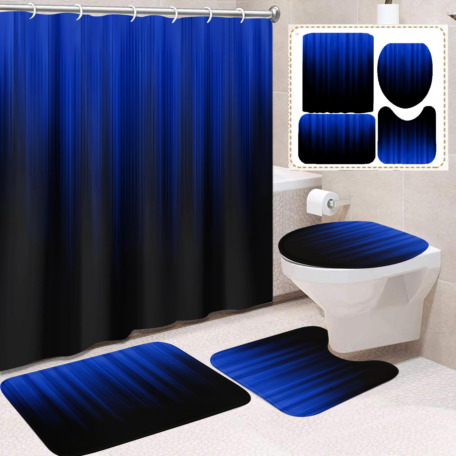 Transfronterizo Amazon cortina de ducha de color degradado cortina de baño letra patrón de mariposa cortina de ducha impermeable y a prueba de moho image 33