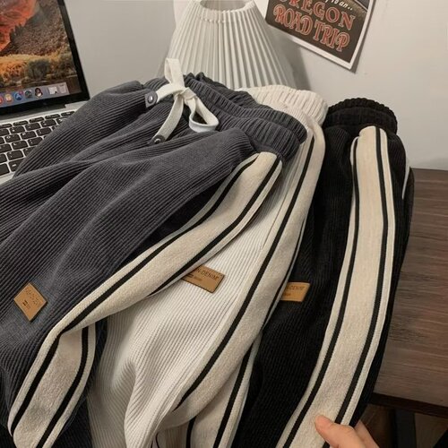 Men's Fall/Winter New Style Loose Casual Striped Straight Leg Trousers, Corduroy Pants with Versatile Style, Available for Dropshipping
