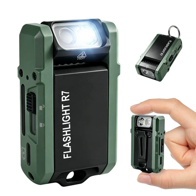 Multifunctional flashlight, high-brightness mini EDC portable, colorful RGB, magnetic tail, rechargeable outdoor headlamp