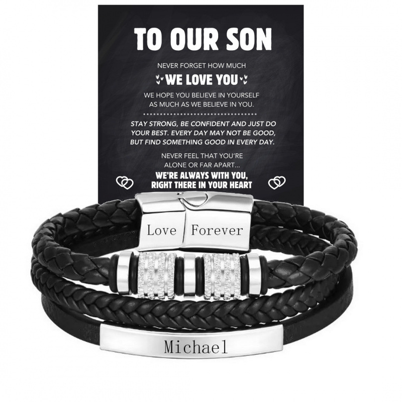 Magnetic Bracelet for Men, Holiday Gift, Stainless Steel Curved Tube Engraved Multi-Layer Leather Bracelet, Stainless Steel Leather Bracelet Magnetic Bracelet for Men, Holiday Gift, Stainless Steel Curved Tube Engraved Multi-Layer Leather Bracelet, Stainless Steel Leather Bracelet