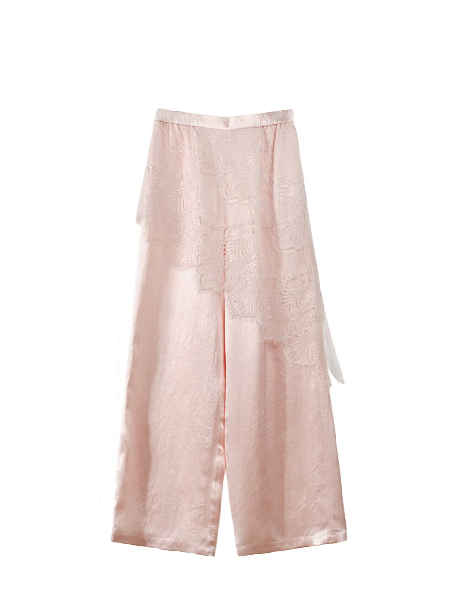 Quần culottes ống rộng ren phối layer phong cách quốc phong mới hè — màu đen, màu hồng, màu trắng, màu xám chi tiết 2