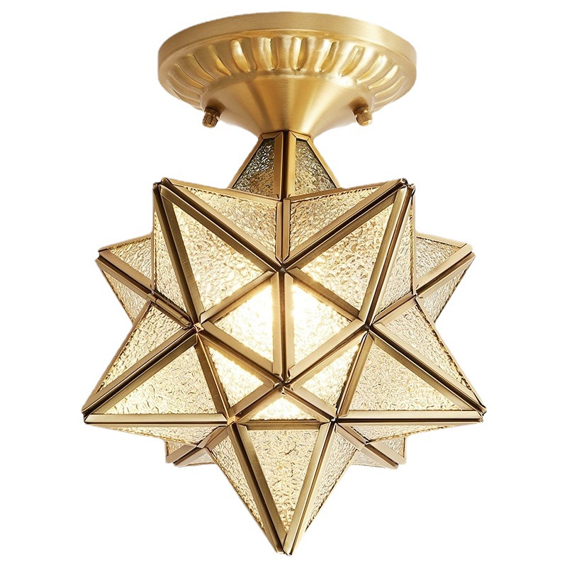 [Selección estricta] lámpara de pasillo de cobre estrella americana en el balcón de entrada lámpara de techo lujosa luz roja