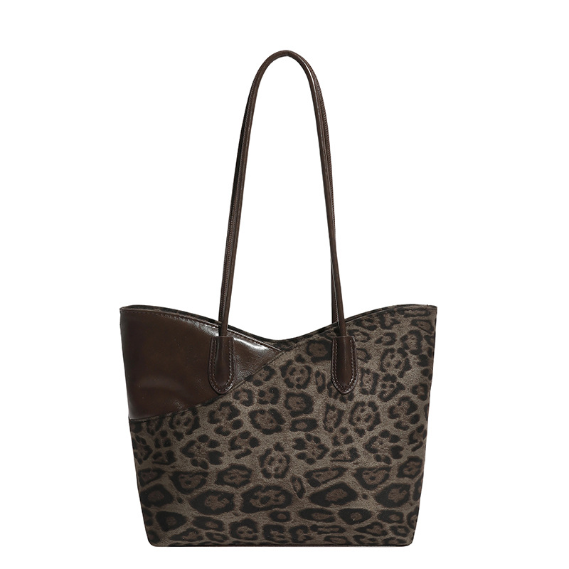 Tide gran capacidad leopardo tote bolso para mujeres 2026 nuevo retro de seda de mano mano de hombro alto sentido brazalete