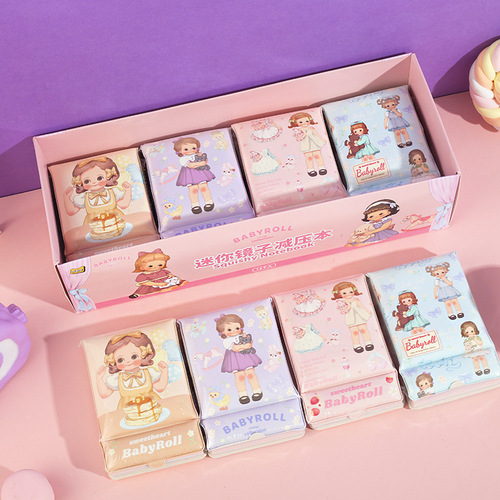 Mini Mirror Stress Relief Notebook, Mokko Series Cute Cartoon Girl Heart Creative Stress Relief and Venting Notebook with Mirror