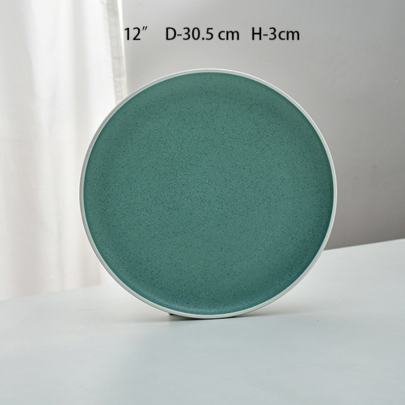 Plato de filete Plato de cerámica de mármol Plato de platos de restaurante Plato de hierba Plato de filete casero Plato de hotel Plato de comida occidental